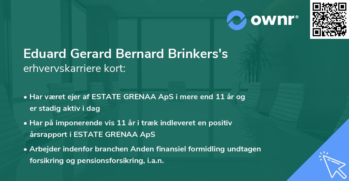 Eduard Gerard Bernard Brinkers's erhvervskarriere kort