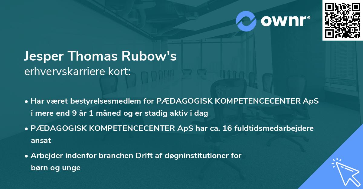 Jesper Thomas Rubow's erhvervskarriere kort
