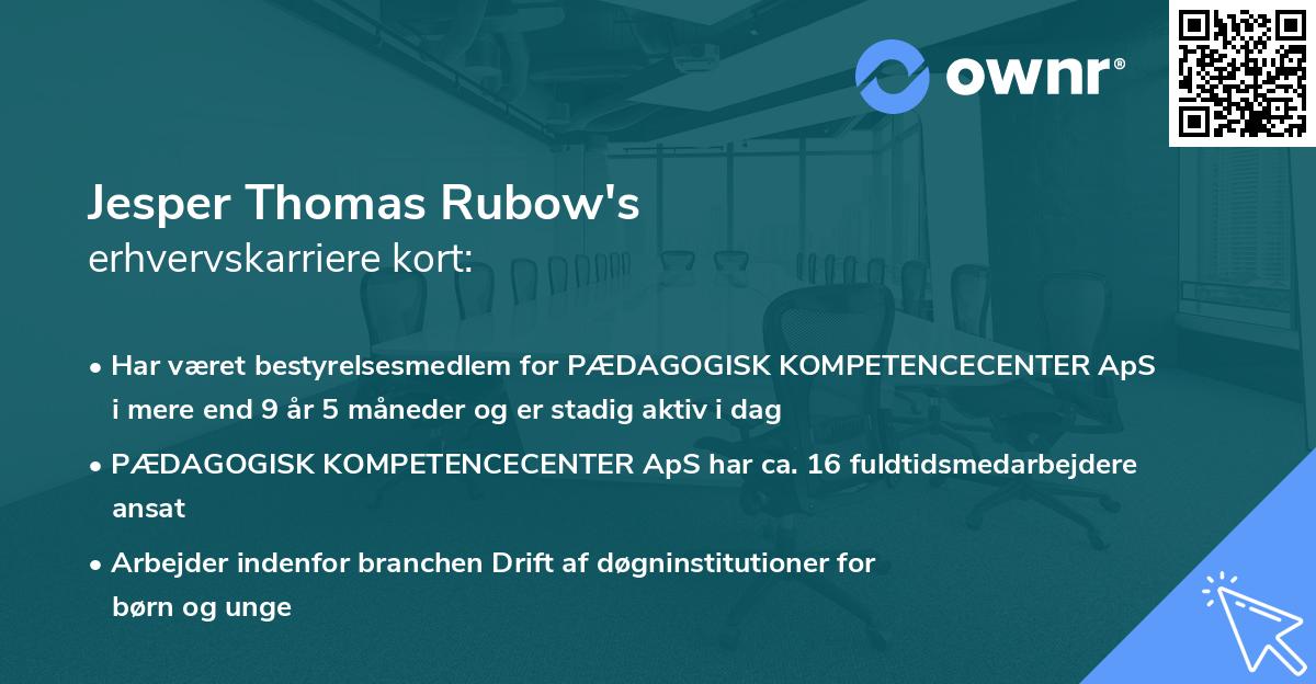 Jesper Thomas Rubow's erhvervskarriere kort