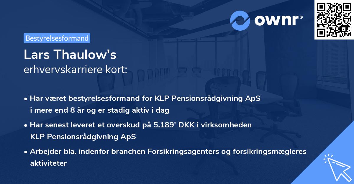 Lars Thaulow's erhvervskarriere kort
