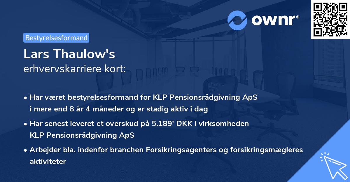 Lars Thaulow's erhvervskarriere kort