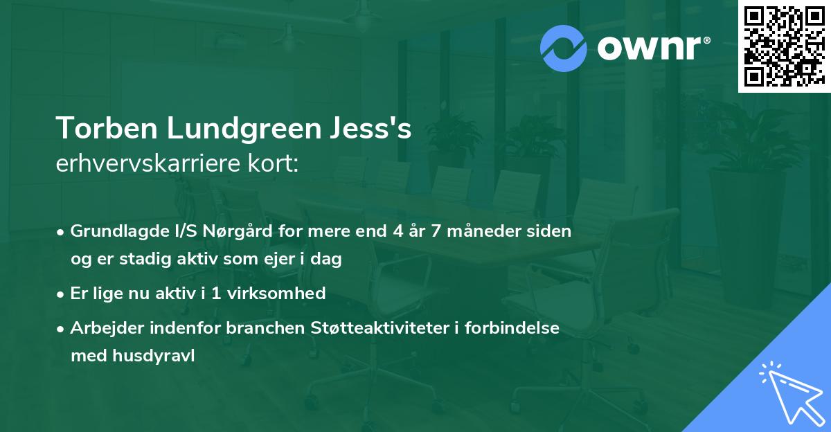Torben Lundgreen Jess's erhvervskarriere kort