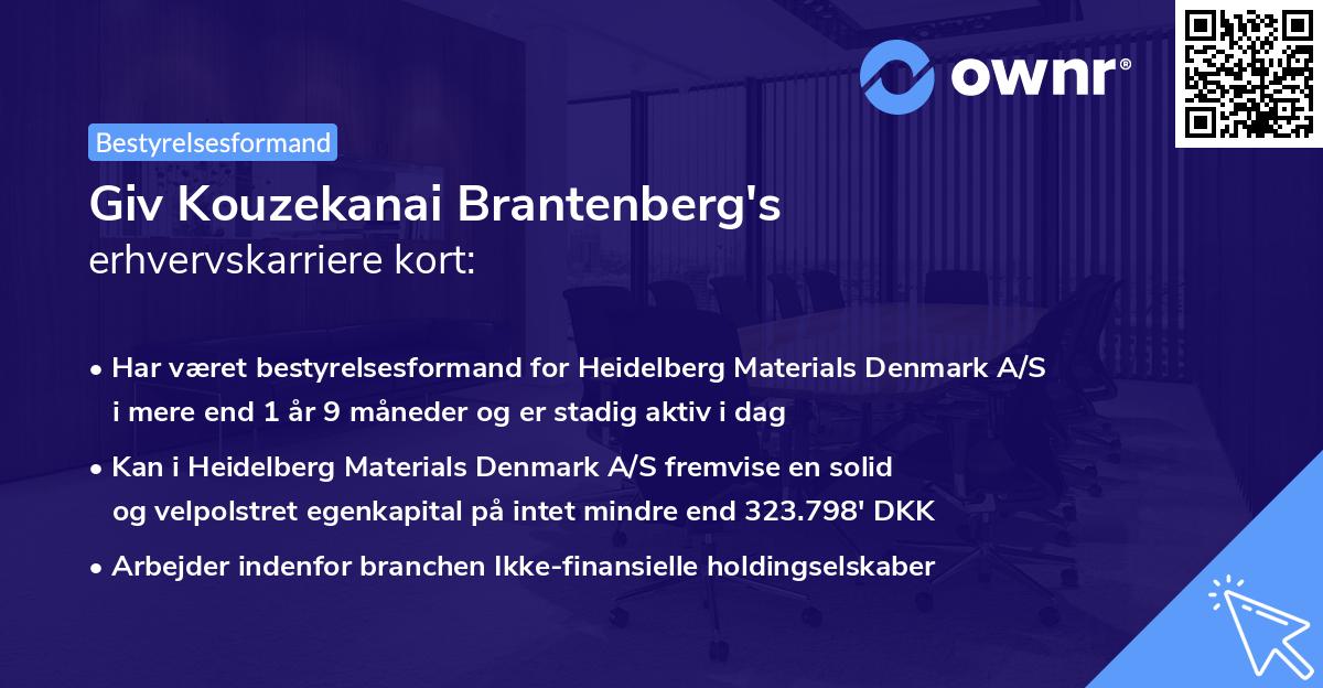 Giv Kouzekanai Brantenberg's erhvervskarriere kort