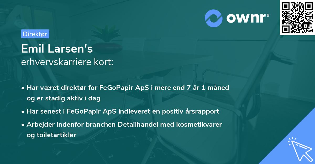 Emil Larsen's erhvervskarriere kort