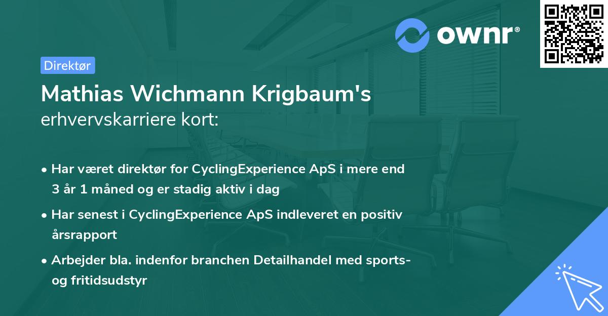 Mathias Wichmann Krigbaum's erhvervskarriere kort