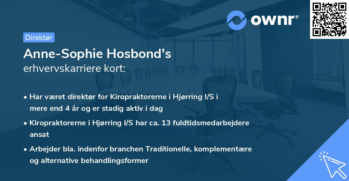 Anne-Sophie Hosbond's erhvervskarriere kort