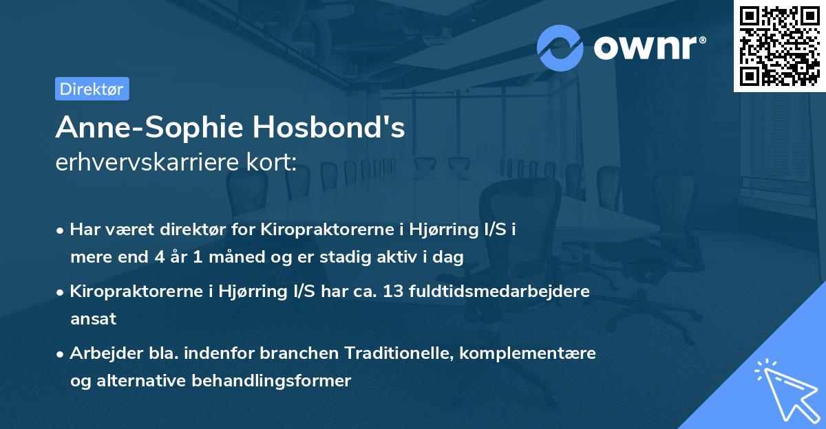 Anne-Sophie Hosbond's erhvervskarriere kort
