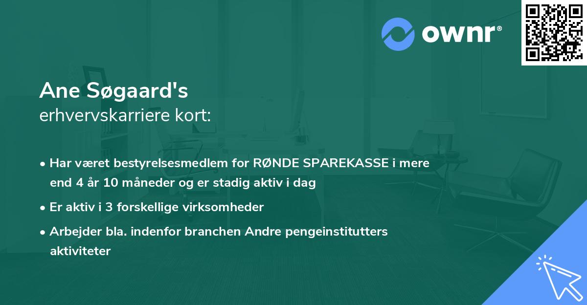 Ane Søgaard's erhvervskarriere kort