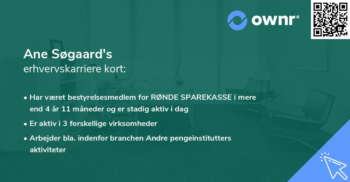 Ane Søgaard's erhvervskarriere kort