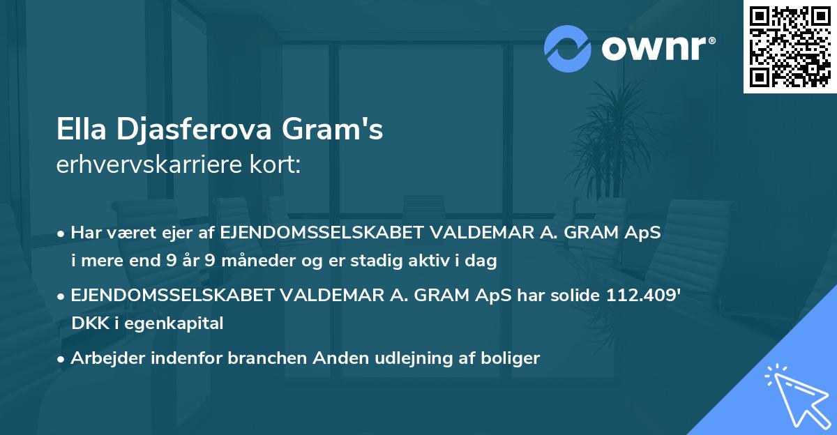 Ella Djasferova Gram's erhvervskarriere kort