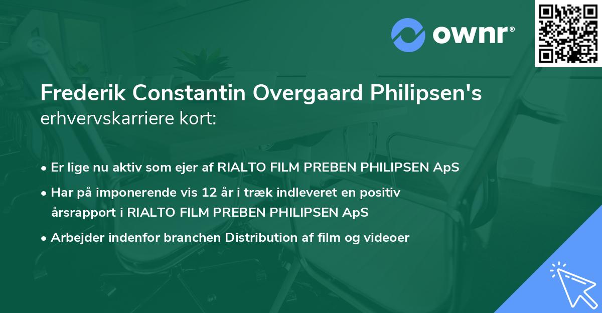 Frederik Constantin Overgaard Philipsen's erhvervskarriere kort