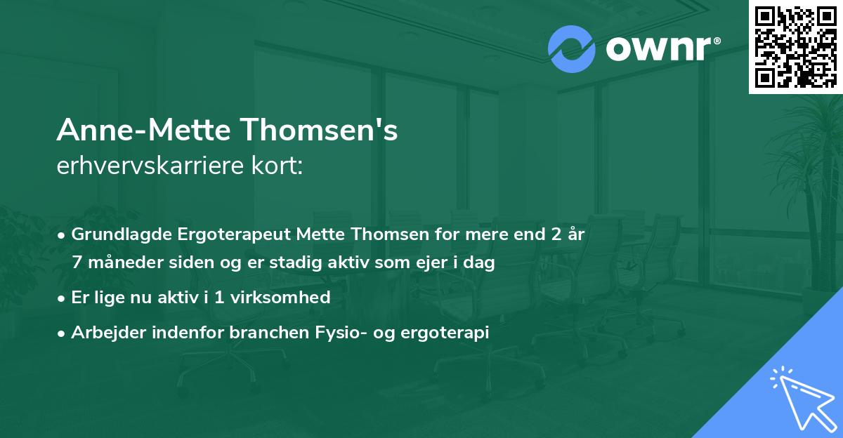 Anne-Mette Thomsen's erhvervskarriere kort