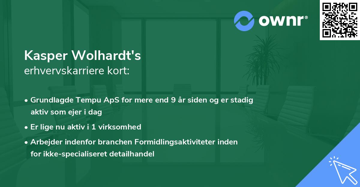 Kasper Wolhardt's erhvervskarriere kort