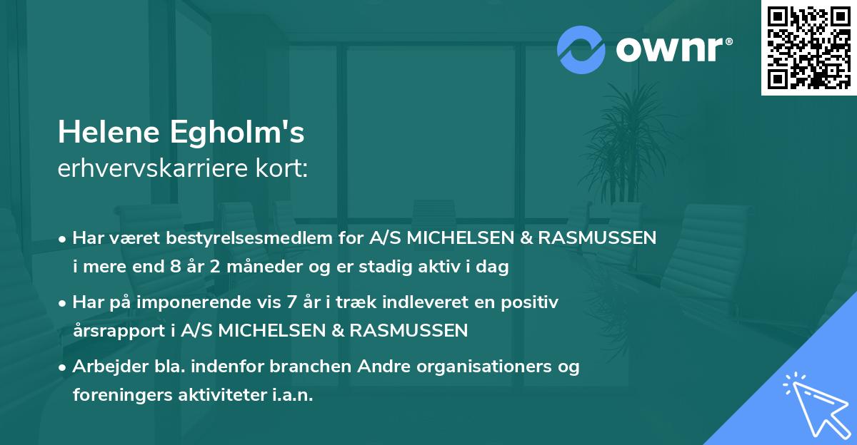 Helene Egholm's erhvervskarriere kort