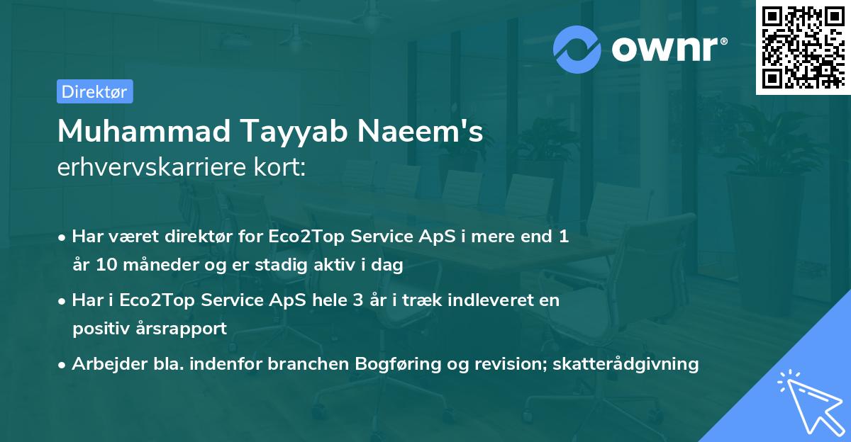 Muhammad Tayyab Naeem's erhvervskarriere kort
