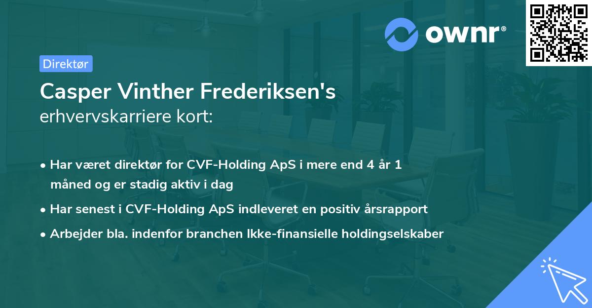 Casper Vinther Frederiksen's erhvervskarriere kort