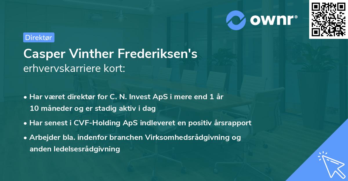 Casper Vinther Frederiksen's erhvervskarriere kort