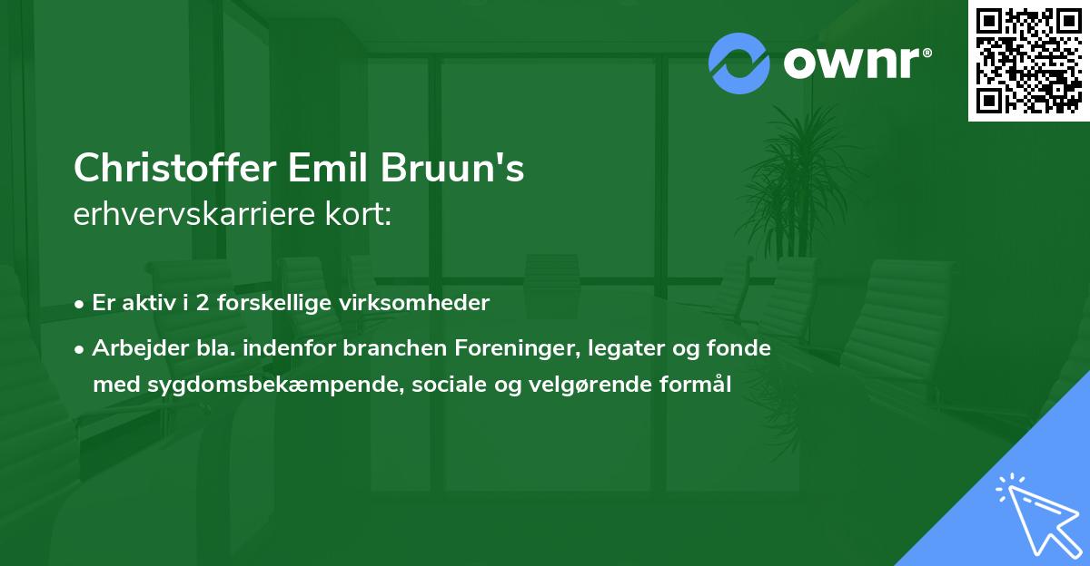 Christoffer Emil Bruun's erhvervskarriere kort