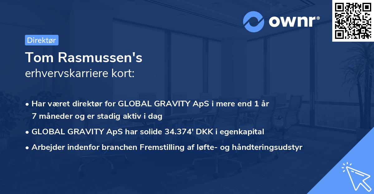 Tom Rasmussen's erhvervskarriere kort
