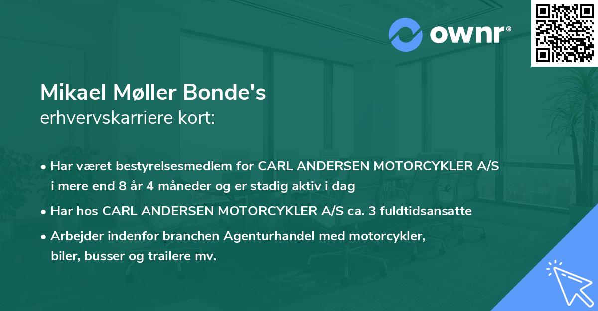 Mikael Møller Bonde's erhvervskarriere kort