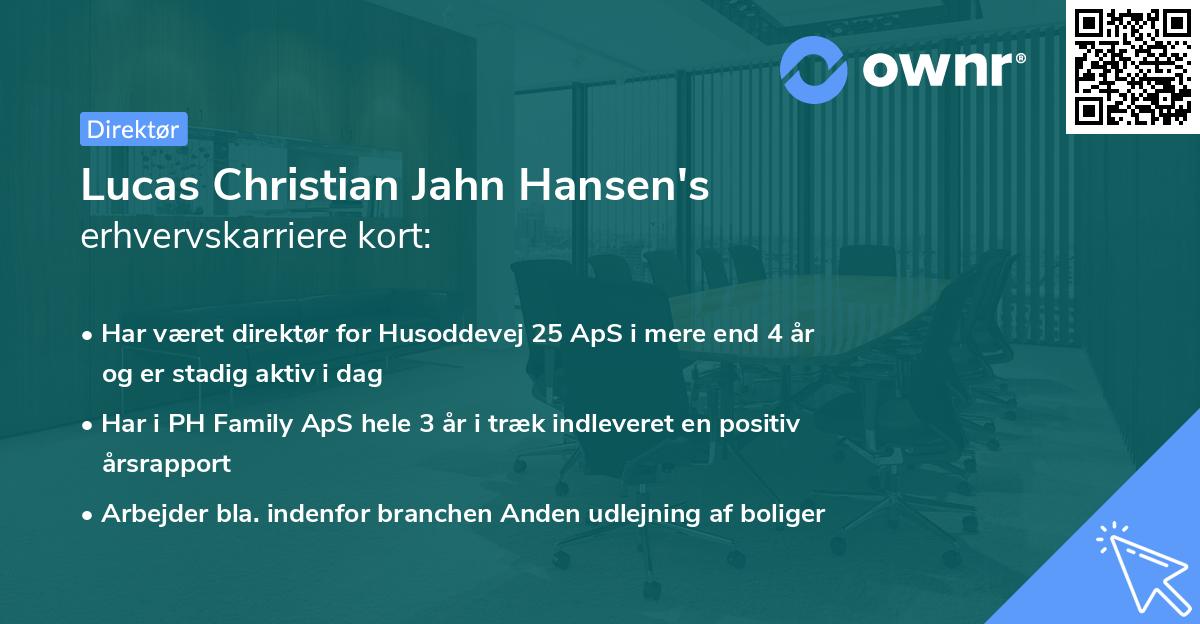 Lucas Christian Jahn Hansen's erhvervskarriere kort