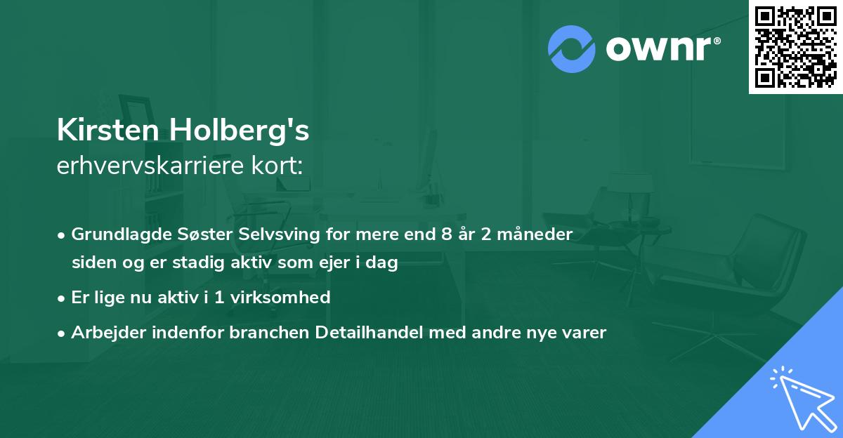 Kirsten Holberg's erhvervskarriere kort
