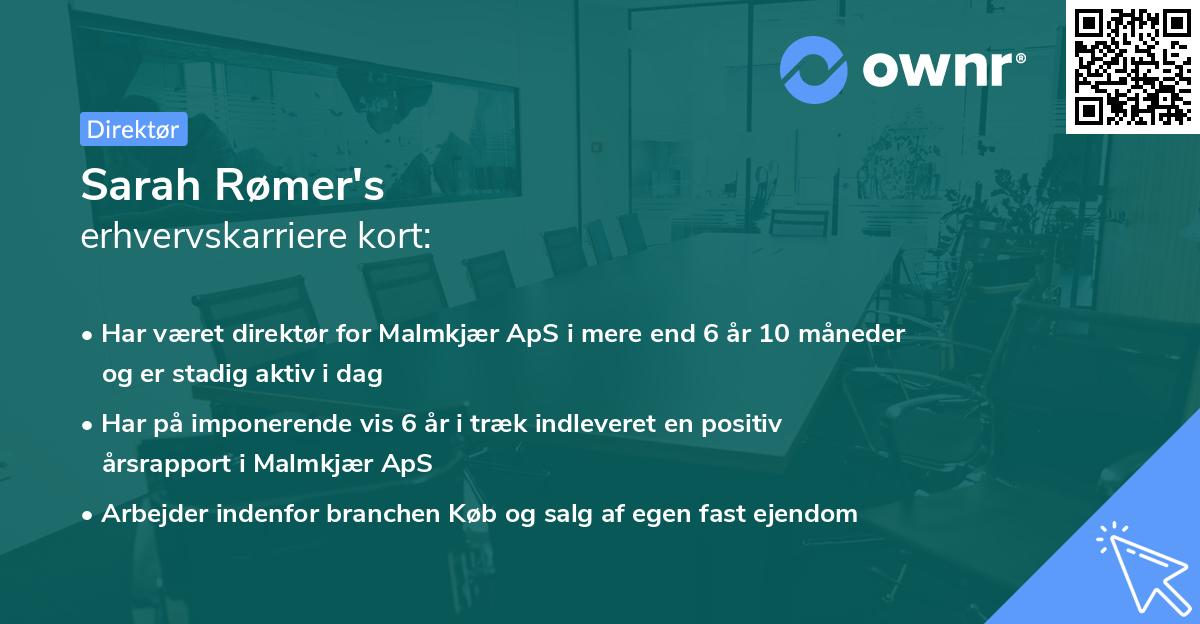 Sarah Rømer's erhvervskarriere kort