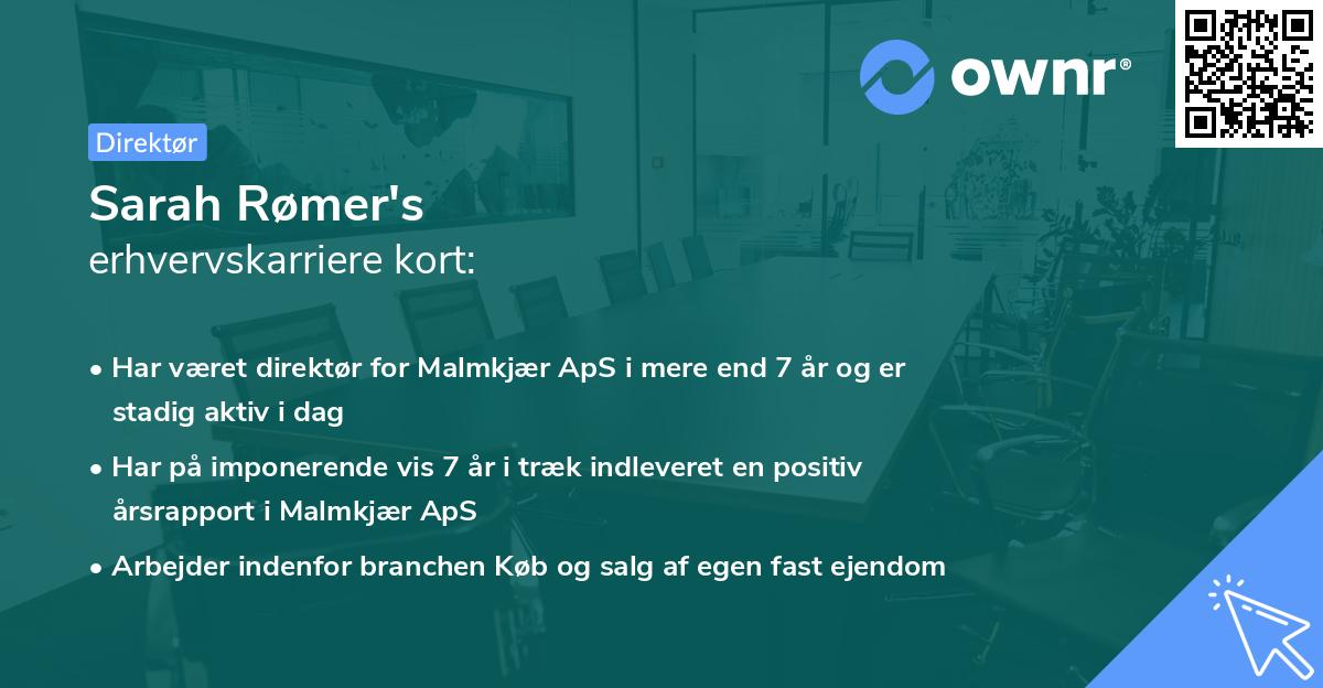 Sarah Rømer's erhvervskarriere kort
