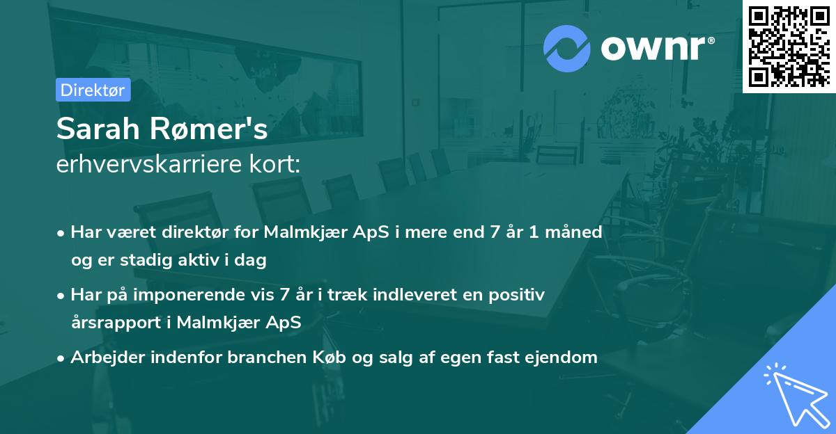 Sarah Rømer's erhvervskarriere kort