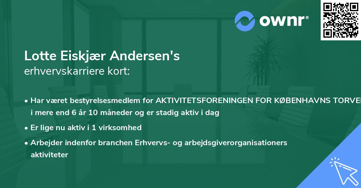 Lotte Eiskjær Andersen's erhvervskarriere kort