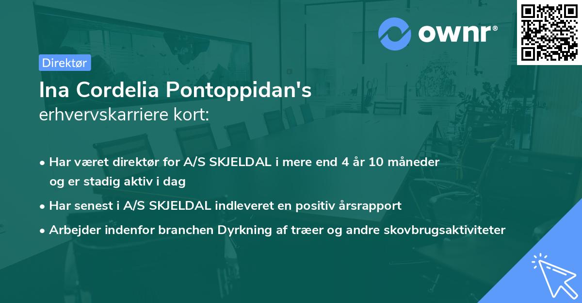 Ina Cordelia Pontoppidan's erhvervskarriere kort