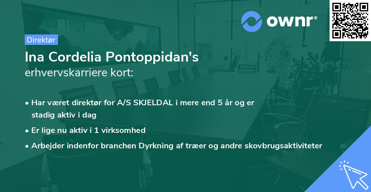 Ina Cordelia Pontoppidan's erhvervskarriere kort