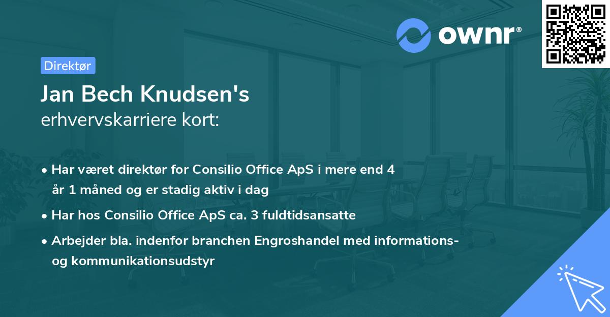 Jan Bech Knudsen's erhvervskarriere kort
