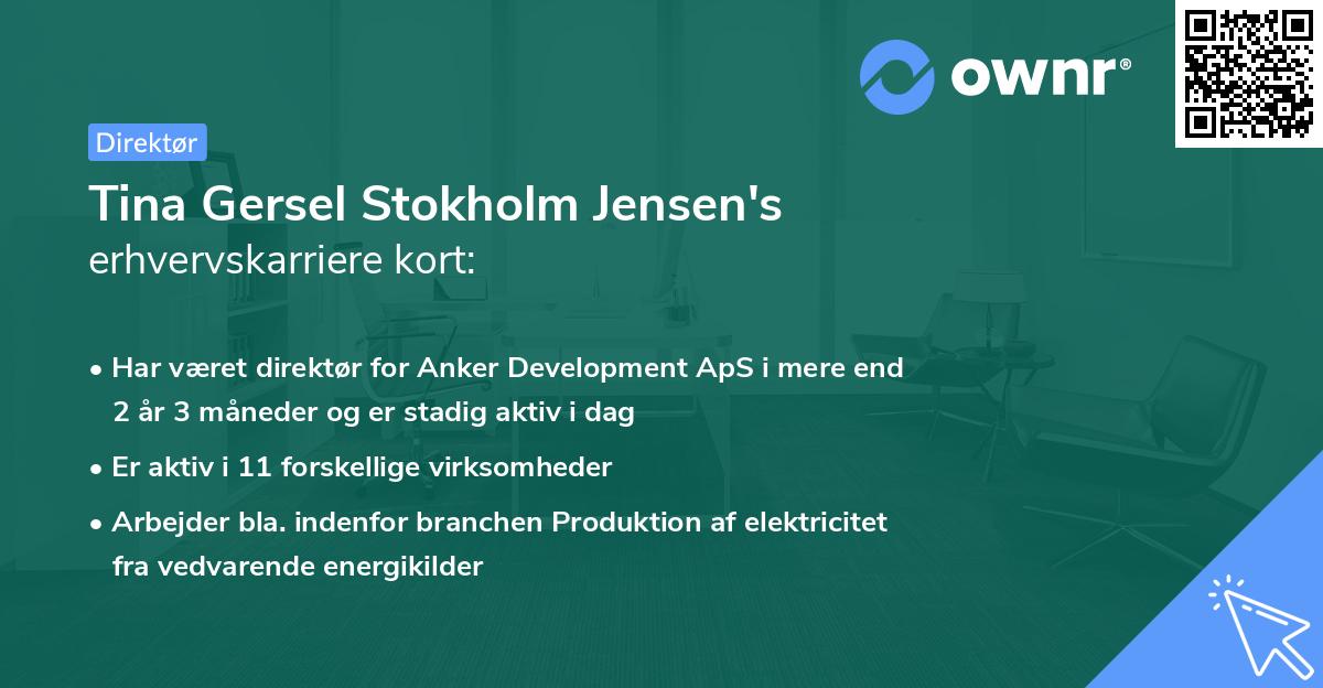 Tina Gersel Stokholm Jensen's erhvervskarriere kort