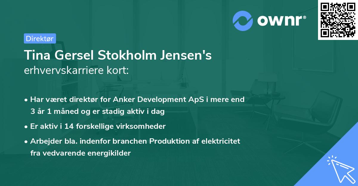 Tina Gersel Stokholm Jensen's erhvervskarriere kort