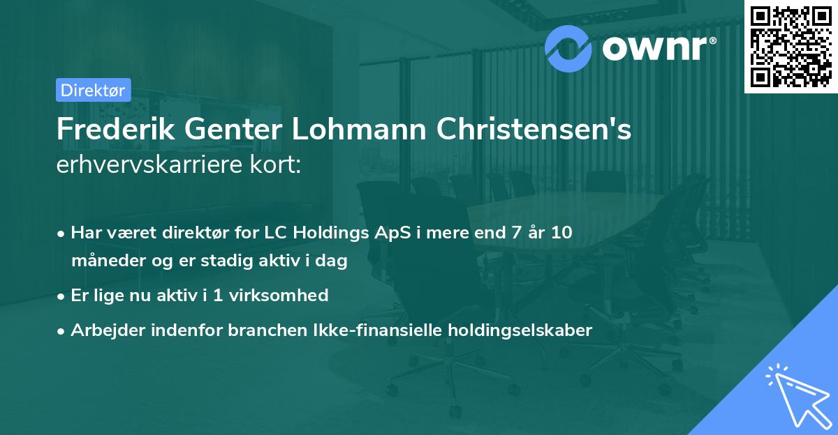 Frederik Genter Lohmann Christensen's erhvervskarriere kort