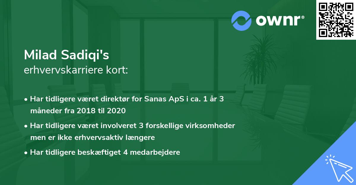 Milad Sadiqi's erhvervskarriere kort