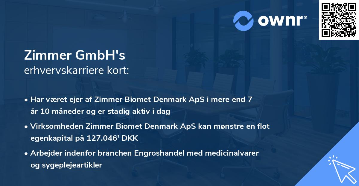 Zimmer GmbH's erhvervskarriere kort