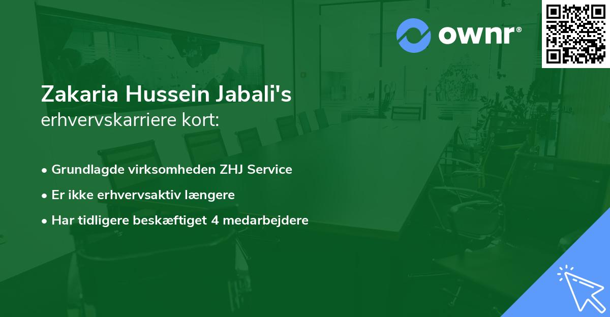Zakaria Hussein Jabali's erhvervskarriere kort