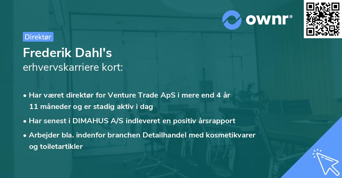 Frederik Dahl's erhvervskarriere kort