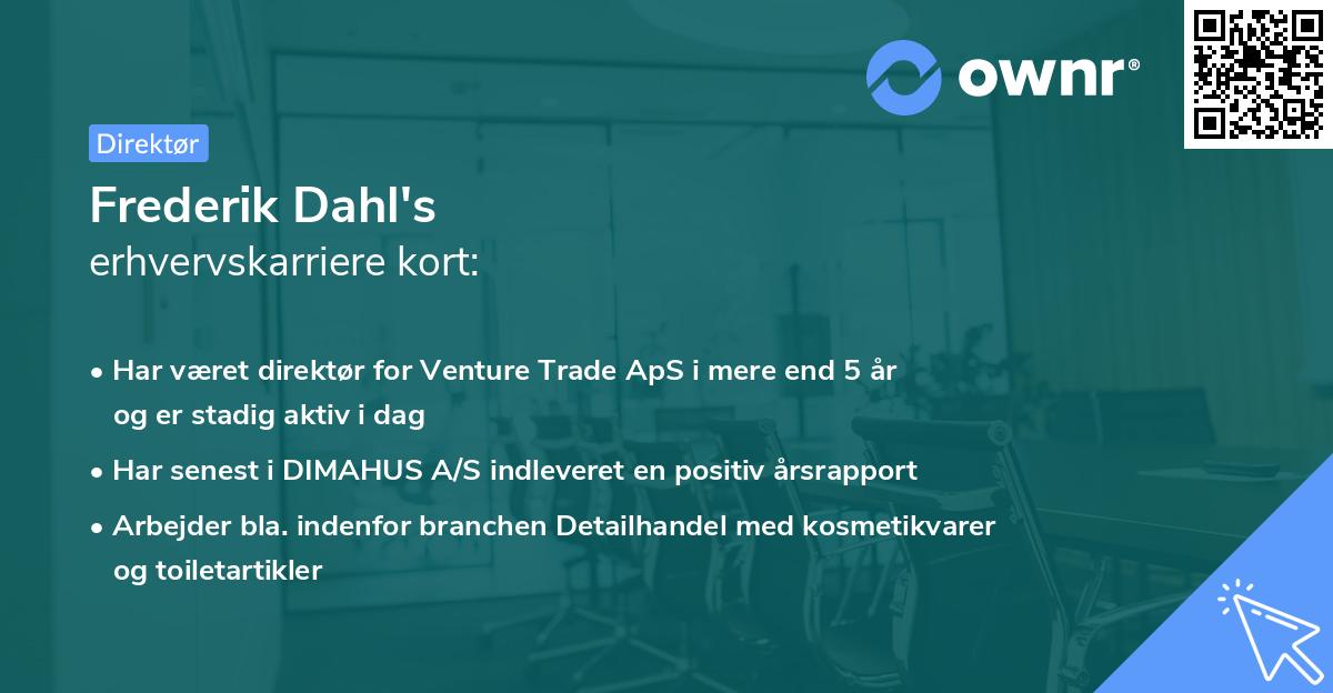 Frederik Dahl's erhvervskarriere kort