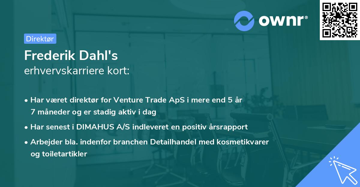 Frederik Dahl's erhvervskarriere kort
