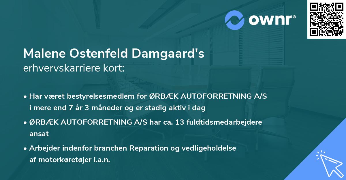 Malene Ostenfeld Damgaard's erhvervskarriere kort