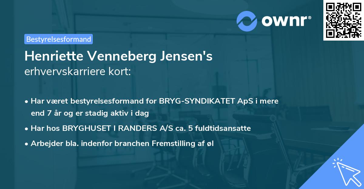 Henriette Venneberg Jensen's erhvervskarriere kort