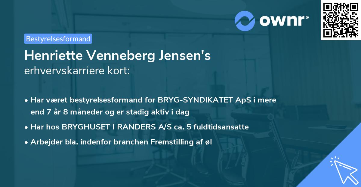 Henriette Venneberg Jensen's erhvervskarriere kort