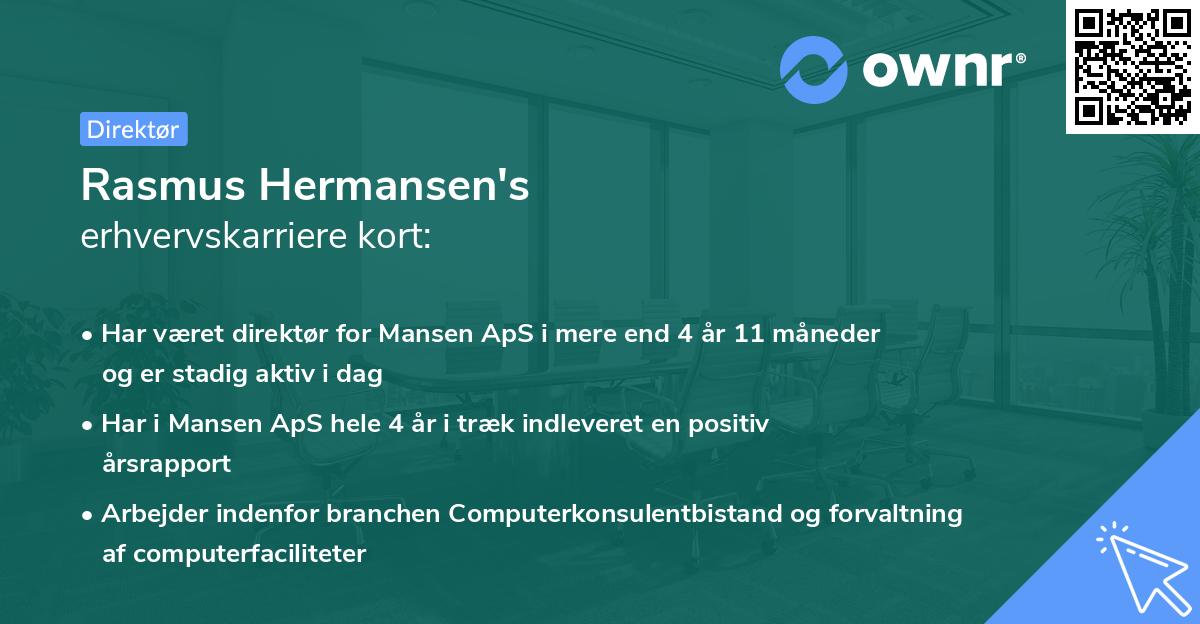 Rasmus Hermansen's erhvervskarriere kort