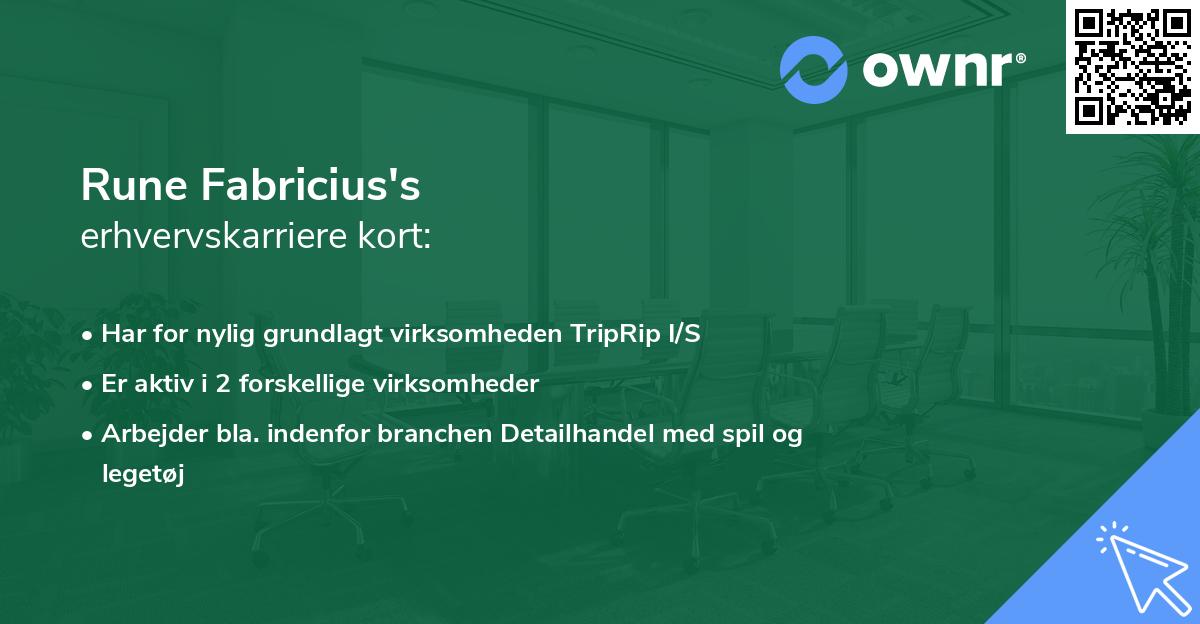 Rune Fabricius's erhvervskarriere kort
