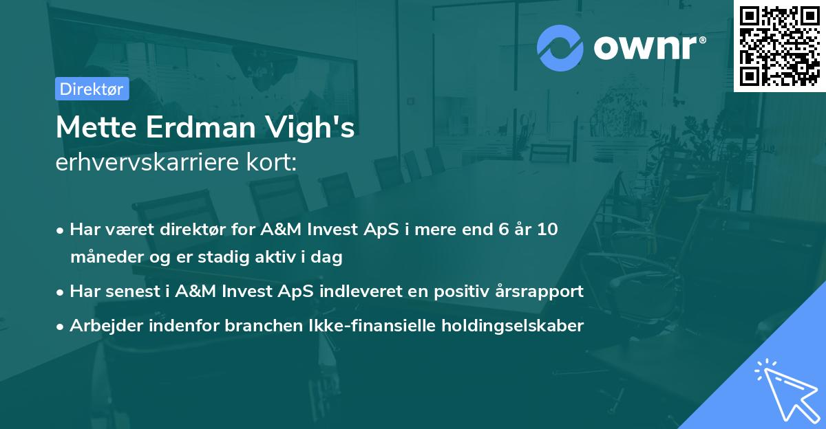 Mette Erdman Vigh's erhvervskarriere kort