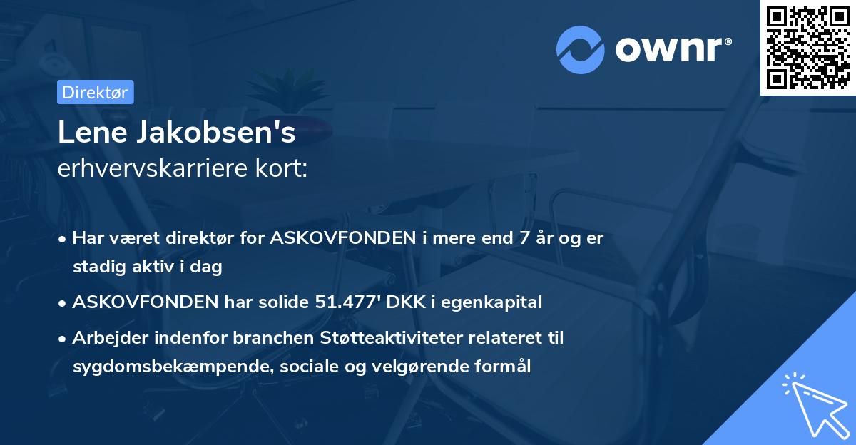 Lene Jakobsen's erhvervskarriere kort