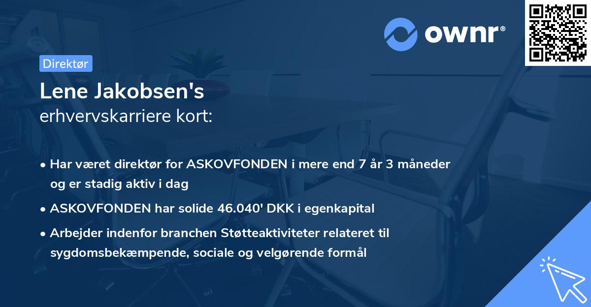 Lene Jakobsen's erhvervskarriere kort
